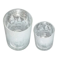 Glitzhome® Christmas Building Glass Candle Holder Set
