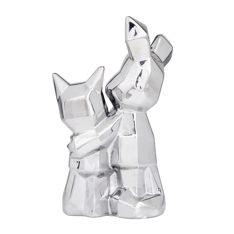 CosmoLiving by Cosmopolitan Silver Porcelain Contemporary Sculpture, 12" x 8" x 5"