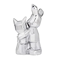 CosmoLiving by Cosmopolitan Silver Porcelain Contemporary Sculpture, 12" x 8" x 5"