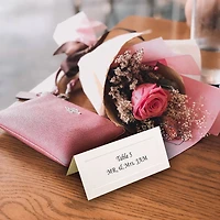 JAM Paper Embossed Border Off White Fold-Over Wedding Table Place Cards, 100ct.