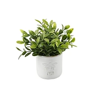 Flora Bunda® 3.75" Bee Kind Ceramic Tea Leaf & Bee Happy Eucalyptus In Ivory Pots Set