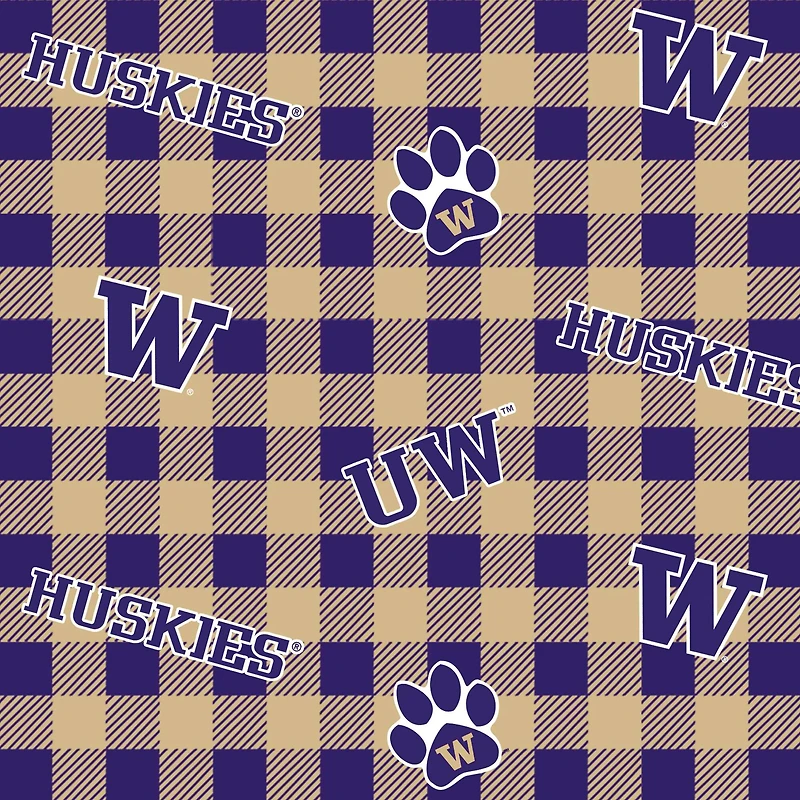 NCAA University of Washington Huskies Plaid Cotton Fabric
