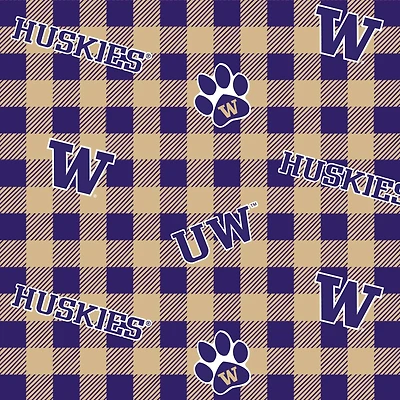 NCAA University of Washington Huskies Plaid Cotton Fabric