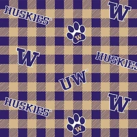 NCAA University of Washington Huskies Plaid Cotton Fabric