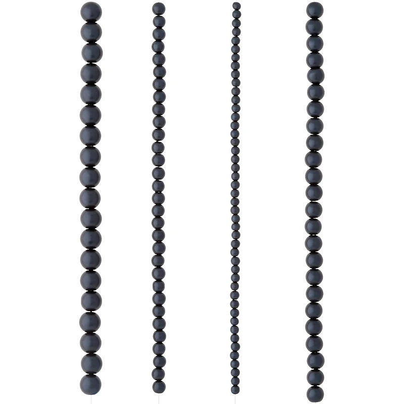 12 Pack: Black Matte Glass Pearl Round Beads by Bead Landing™