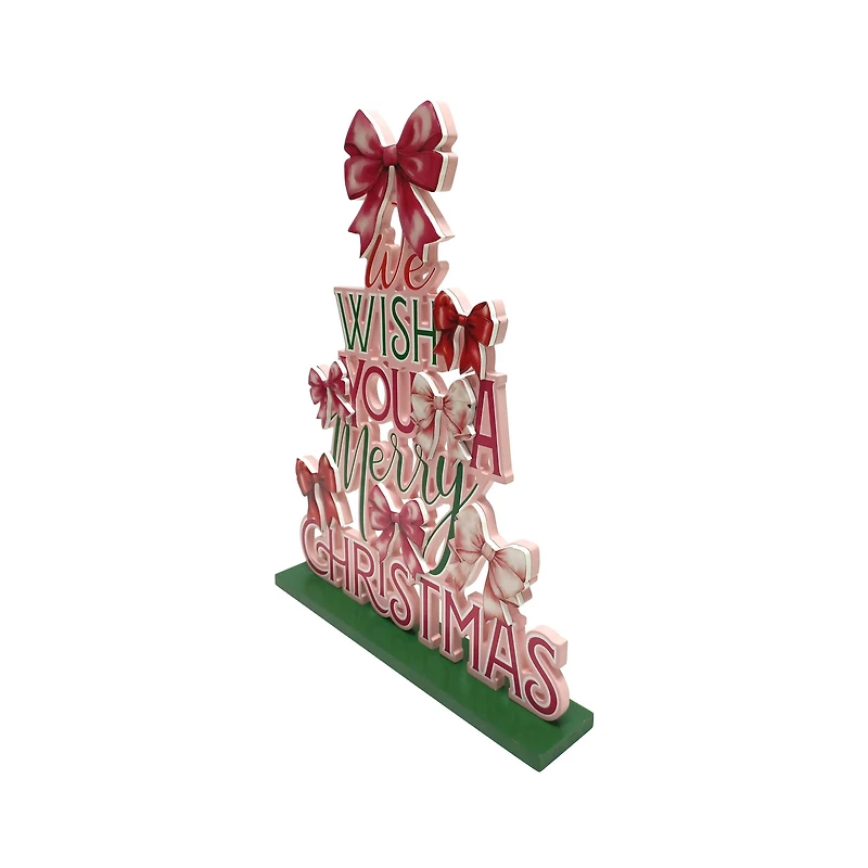 18" Wish You a Merry Christmas Bow Tabletop Décor by Ashland®