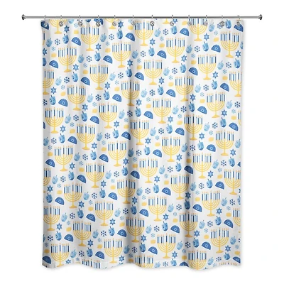Hanukkah Menorah Pattern Shower Curtain