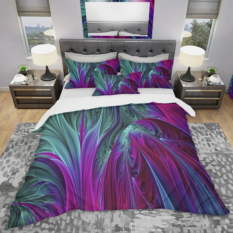 Designart 'Purple and Green Jungle' Modern & Contemporary Bedding Set