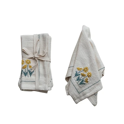 Hello Honey® Multicolor Floral Hand-Embroidered Cotton Napkins, 4ct.