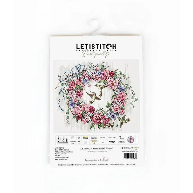 Letistitch Hummingbird Wreath Counted Cross Stitch Kit