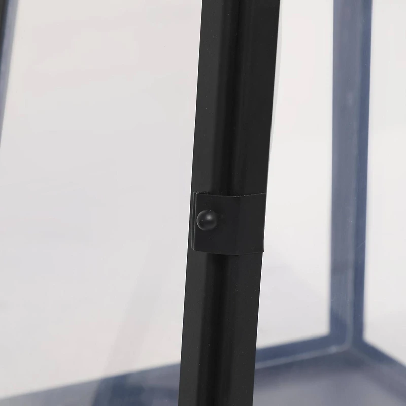 Tall Black Minimalist Metal Candle Lantern Set with Ring Handles