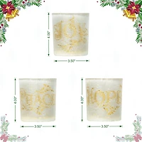 Glitzhome® 4" Joy, Peace, & Hope Candle Holder Set