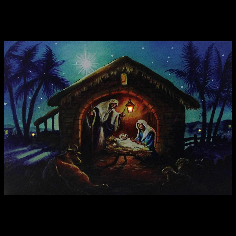 LED Fiber Optic Lighted Nativity Scene Christmas Wall Art
