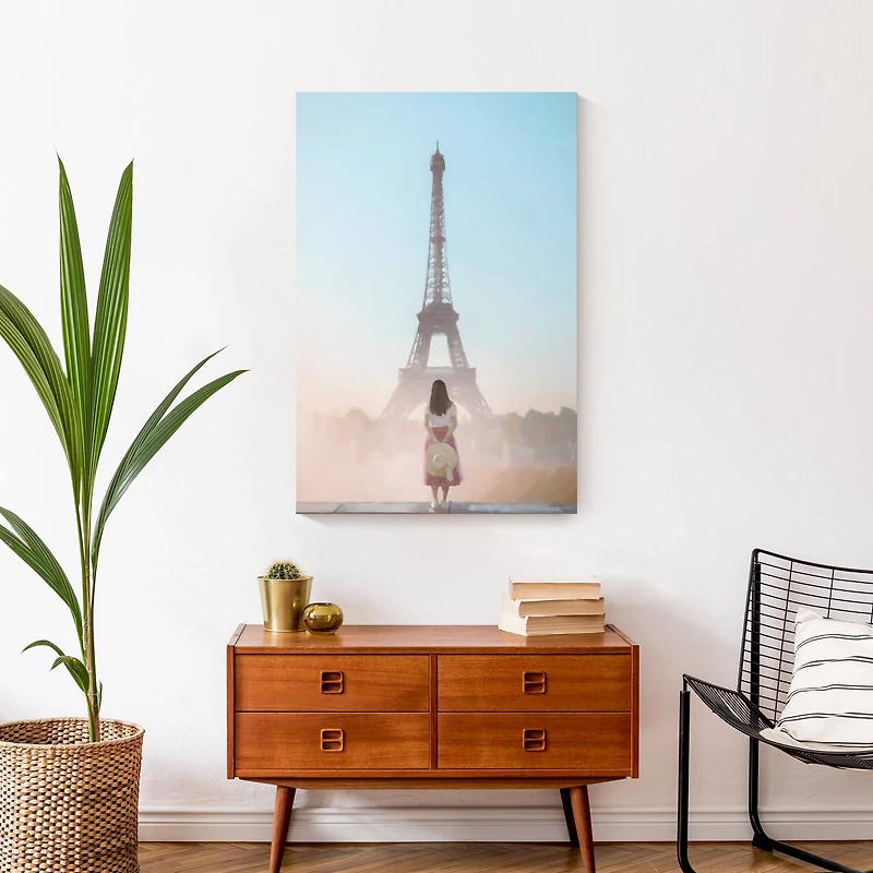 Hazy Dawn Eiffel Tower Canvas Wall Art