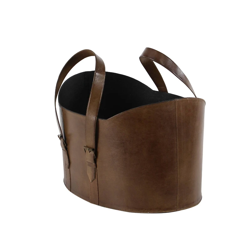 Brown Leather Vintage Magazine Holder Set