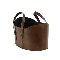 Brown Leather Vintage Magazine Holder Set