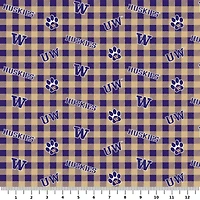 NCAA University of Washington Huskies Plaid Cotton Fabric