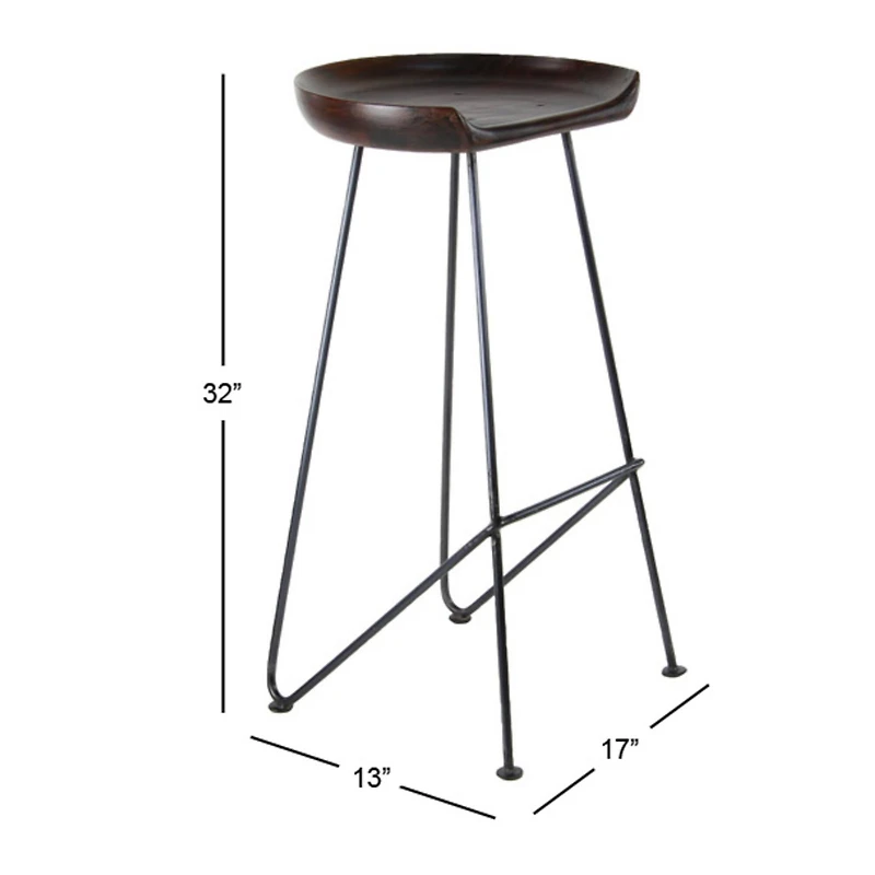 Brown Iron & Wood Rustic Stool