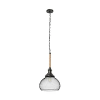 Hello Honey® Robert Stevenson Lighting Martha 26" Black Woven Metal & Natural Rope Ceiling Light