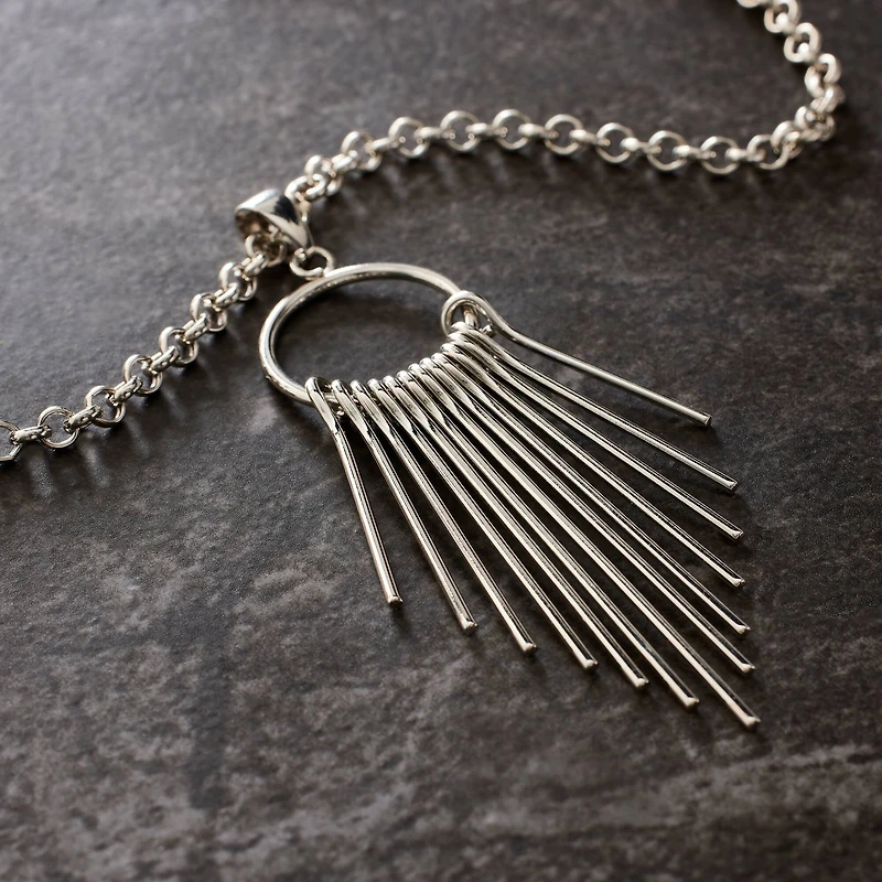 Rhodium Metal Tassel Pendant by Bead Landing™