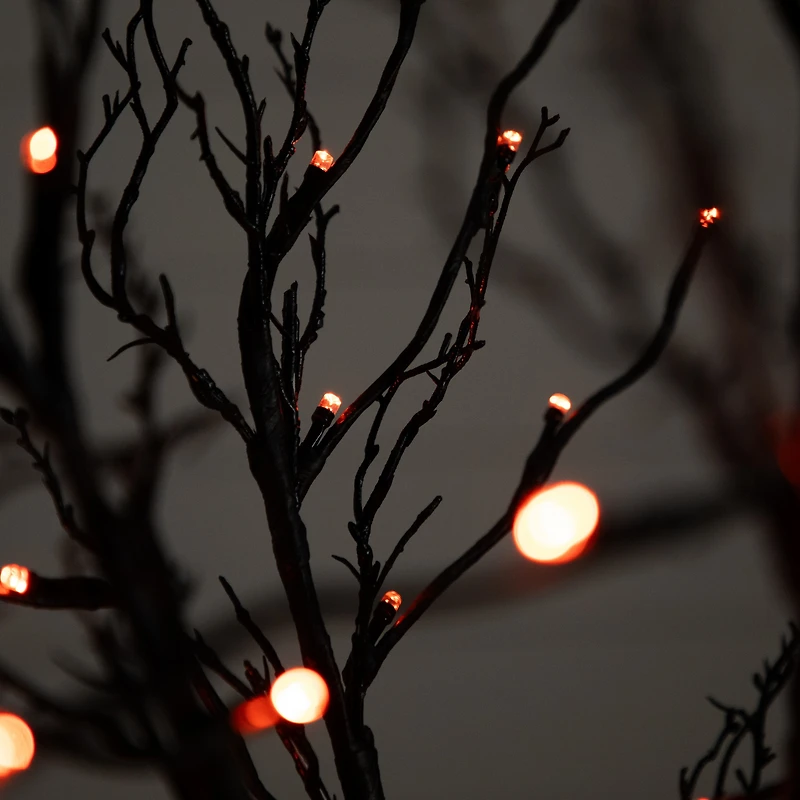 6ft. Pre-Lit LED Black Twig Artificial Halloween Tree