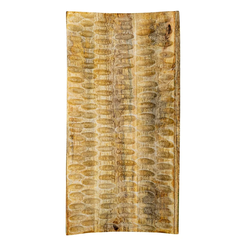 Hello Honey® 16" Natural Boho Hand Carved Curved Wood Tray