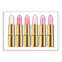 Stupell Industries Pink Gold Lipstick Glam Fashion Watercolor Wall Plaque