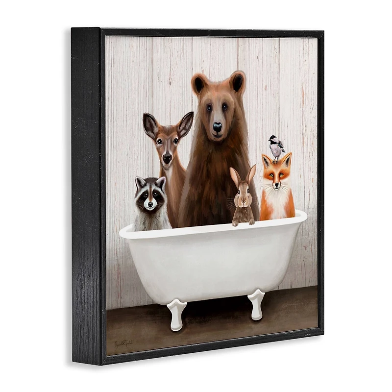 Stupell Industries Woodland Creatures Antique Bathtub Framed Giclee Art