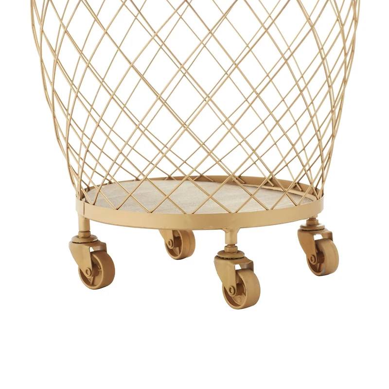 Modern Gold Metallic Rolling Basket Set