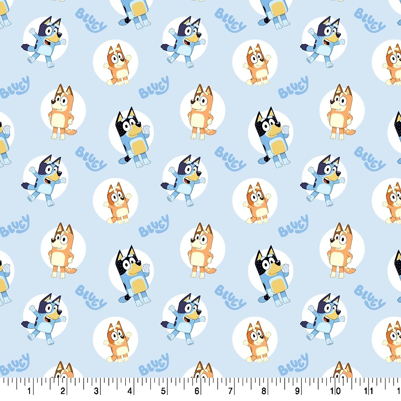 Bluey Circles Cotton Fabric