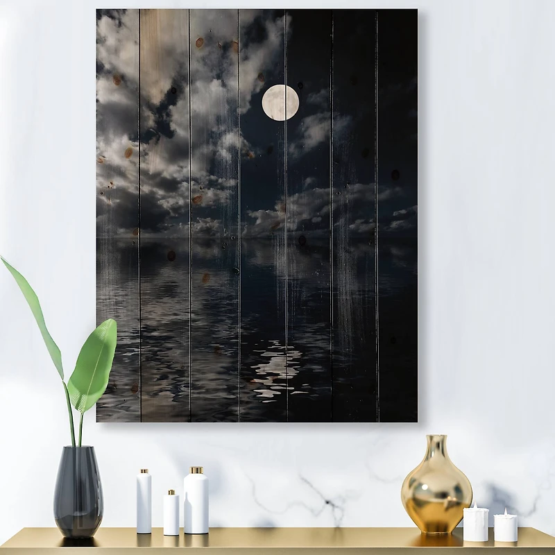 Designart - Full Moon In Cloudy Night Sky IV