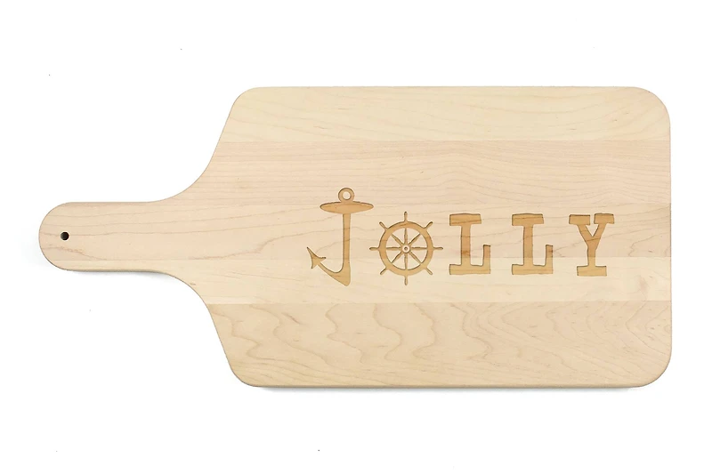17" Jolly Ship Wheel & Hook Maple Paddle Cutting Board
