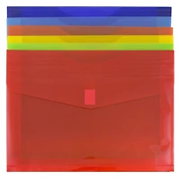 JAM Paper 9.75" x 13" Assorted Plastic Hook & Loop Closure Envelopes, 6ct.
