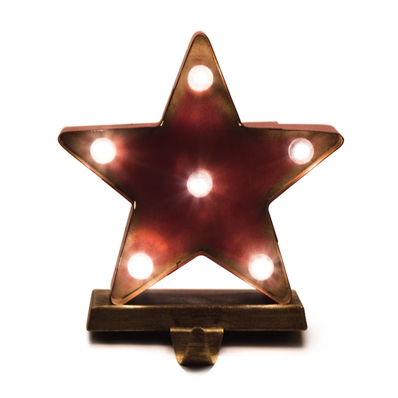 Glitzhome® 7" Marquee LED Star Stocking Holder Set
