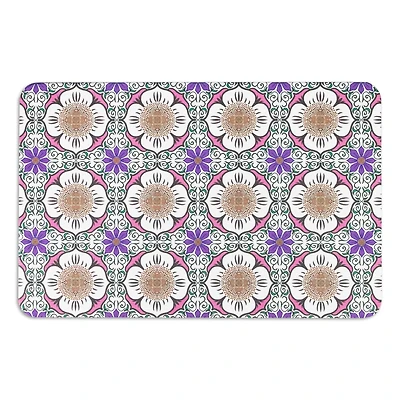 Artsy Mats Purple Flower White Stone Non-Slip Bath Mat