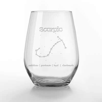 15oz Retro Scorpio Horoscope Engraved Stemless Wine Glass