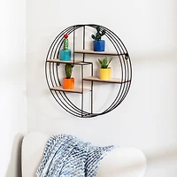 Honey Can Do 20" Black Four-Tier Circular Decorative Metal Wall Shelf