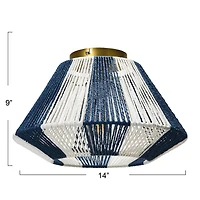 Hello Honey® Navy & White Flush Mount Ceiling Light with Woven Paper Rope Shade
