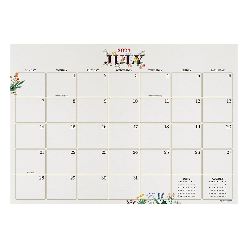 TF Publishing 2024-2025 Medium Floral Desk Pad Calendar