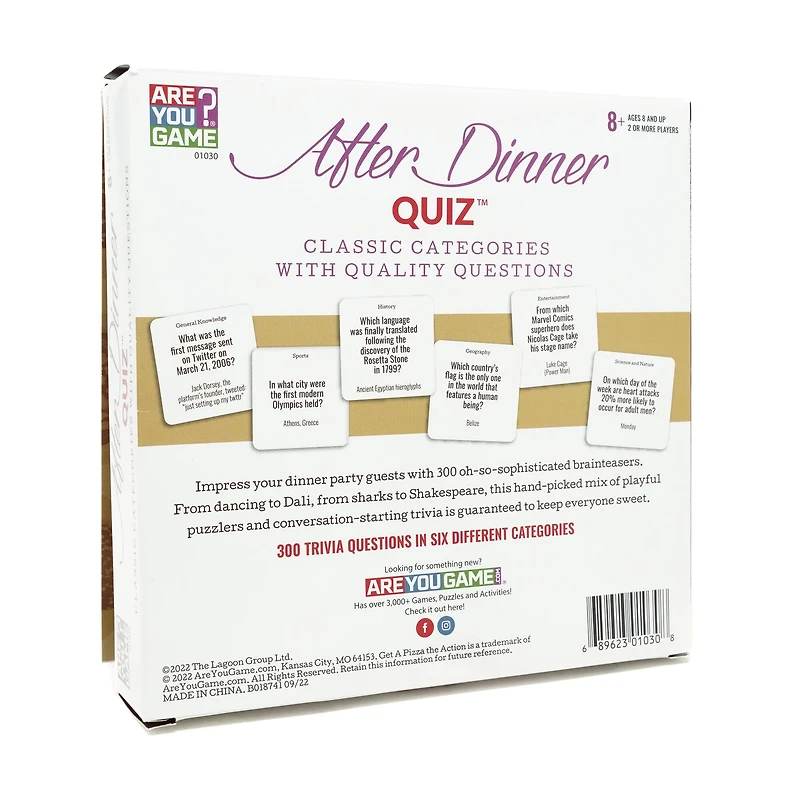 After Dinner Quiz Card Game