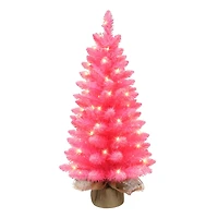 3ft. Pre-Lit Pink Artificial Christmas Tree, Clear LED Lights