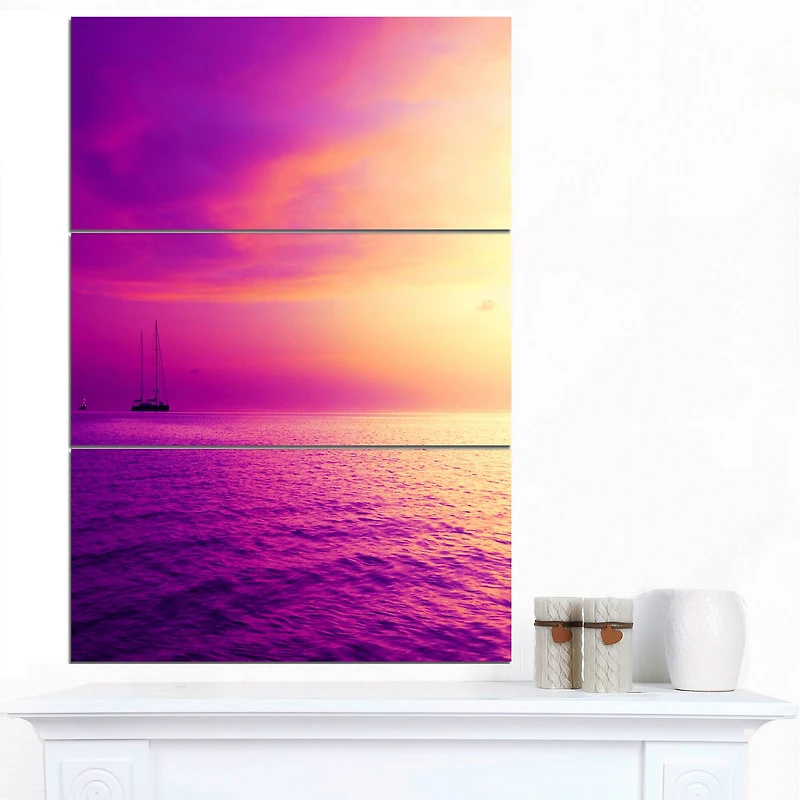 Designart - Purple Sea in Maldives At Sunset