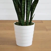 5ft. UV Resistant Artificial Snake Plant in White Decorative Planter