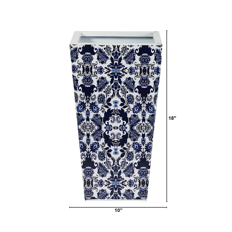 18" Oriental Blue and White Classic Metal Planter