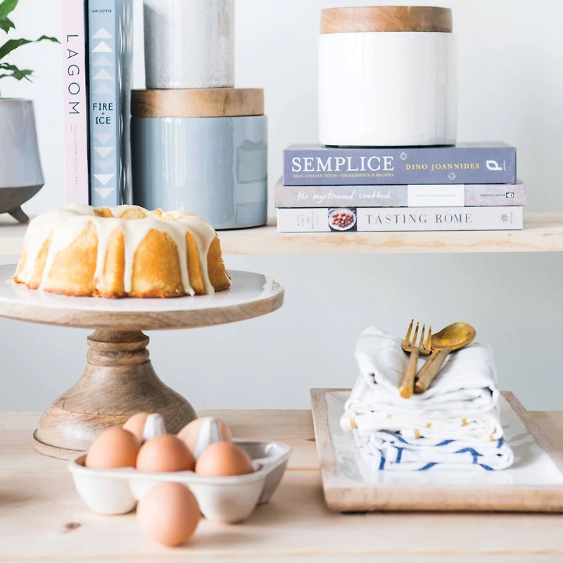 Hello Honey® White Enameled Mango Wood Tray Set