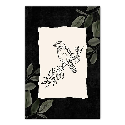 Bird On Leaf 12" x 18" Canvas Wall Art