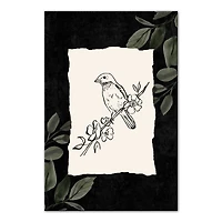 Bird On Leaf 12" x 18" Canvas Wall Art