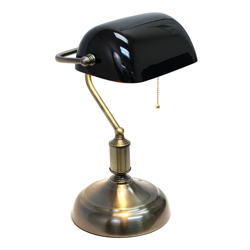Simple Designs 15" Executive Banker's Desk Lamp with Glass Shade