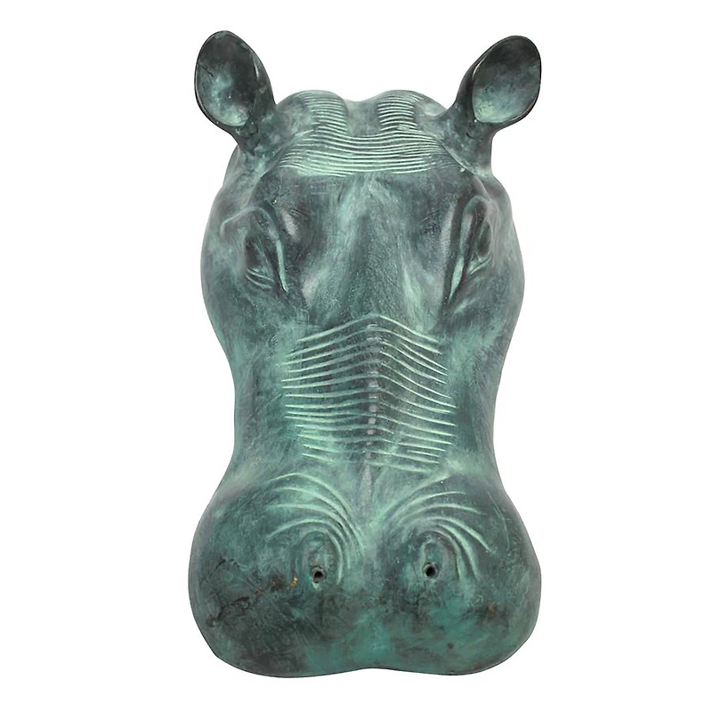 Spitting Hippo Head Solid Bronze Garden Statue