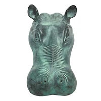 Spitting Hippo Head Solid Bronze Garden Statue
